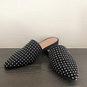 Black with silver studded mule slides